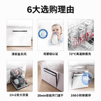博世（BOSCH）小虎鲸嵌入式洗碗机 家用15+2套大容量 智能开门速干 母婴级除菌消毒 甲流病毒消杀 【白色款】SJU4EKW88C