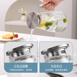 乐唯诗冷水壶高硼硅玻璃耐热高温防爆扎壶大容量凉白开水壶凉水杯