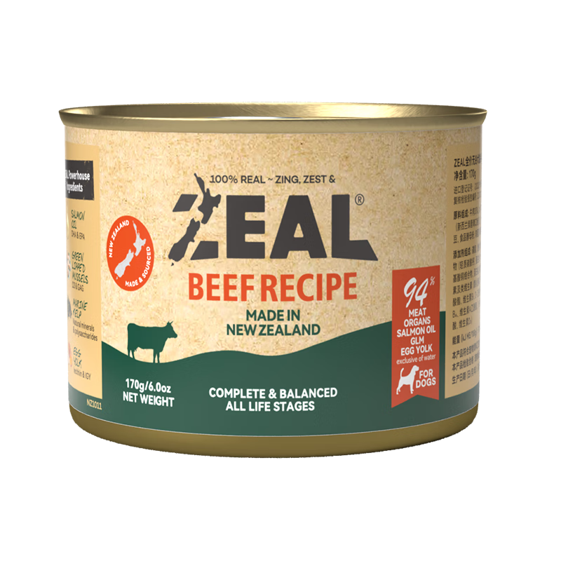 ZEAL狗狗罐头170g牛肉口味主食罐成犬幼犬通用狗湿粮新西兰进口