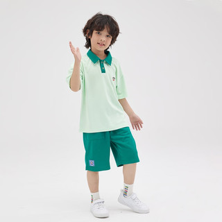 大嘴猴（paul frank）童装儿童套装2025夏季男女童休闲百搭简约中大童时尚套头两件套 272F薄荷绿 110