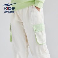 鸿星尔克童装女童裤子春季儿童卫裤大童运动裤保暖休闲裤长裤 冰川白002