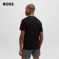BOSS【防晒T恤】男士夏季徽标印花常规版型棉质平纹针织短袖T恤 001-黑色 L