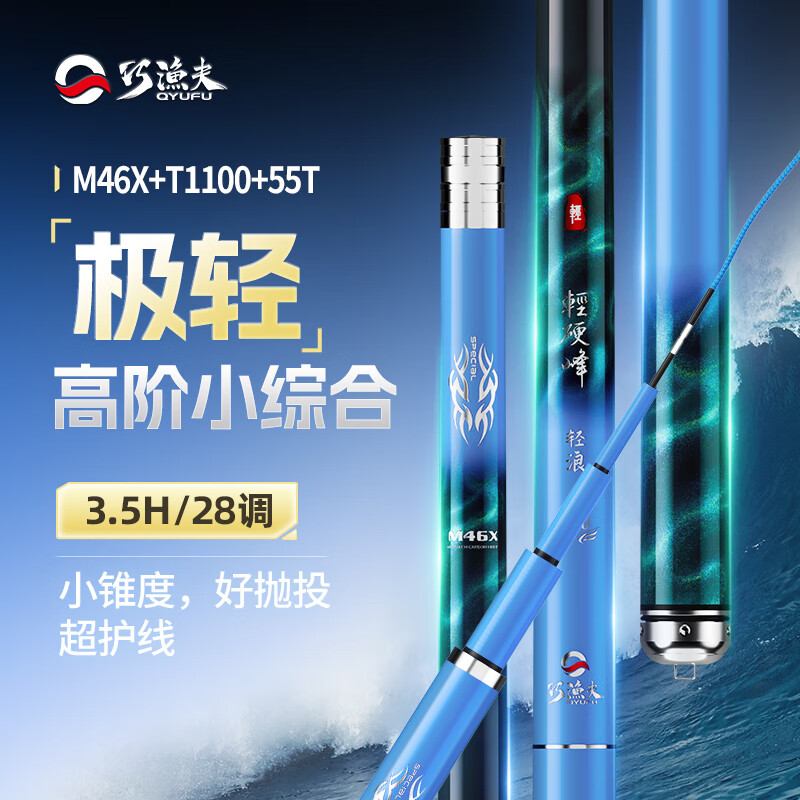 巧渔夫（Skiofishes）轻浪高阶轻量小综合竿鱼竿手竿台钓竿超轻超硬黑坑竿钓鱼竿鲫鱼竿 3.6m 【高阶】竞技慢鱼 休闲鲫鲤