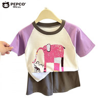 小猪班纳儿童短袖套装a类纯棉男女通T恤宝宝夏季服装短裤薄款夏装童装 T23纯棉套装恐龙 100 cm