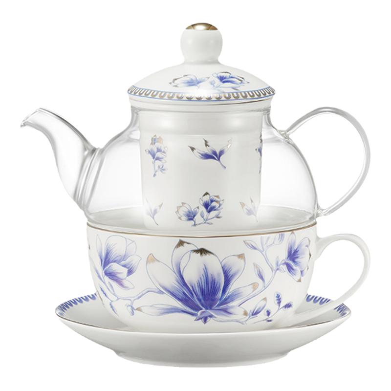 共禾京品中国风高颜值花茶壶玻璃茶具套装下午茶杯碟高档