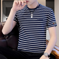 AEX 男士时尚条纹短袖圆领T恤