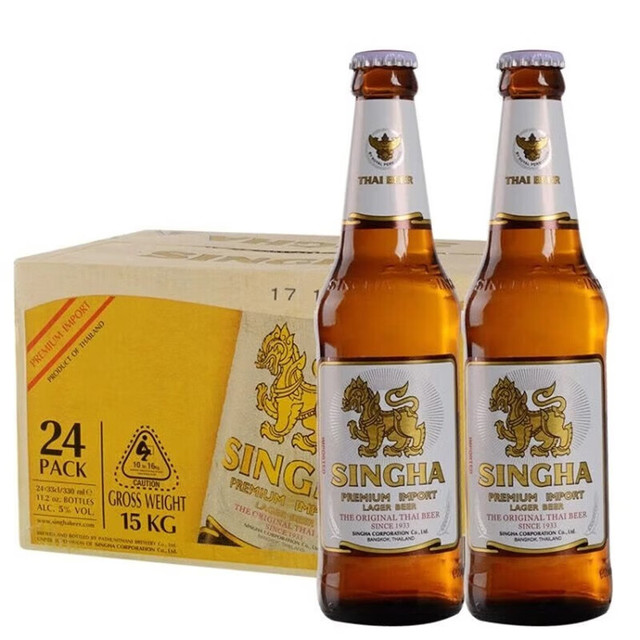 SINGHA 胜狮 黄啤酒 临期 330mL*24瓶  5度