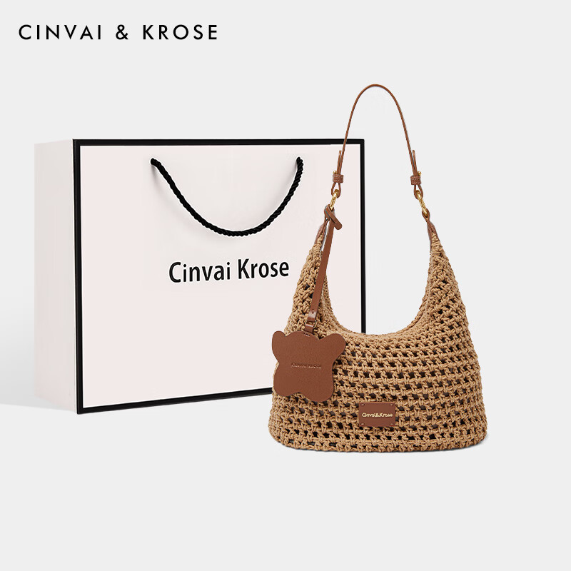 CinvaiKrose官网小c&k包包女包编织托特包女2025新款腋下包草编包单肩斜挎包
