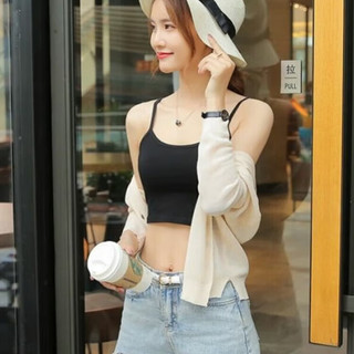 雷姆佳女吊带背心无胸垫纯色棉吊带女学生夏季性感内搭 混色 (白色+黑色)露脐款 L (90-110斤)
