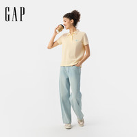  Gap/盖璞 刺绣logo 女士Polo领短袖T恤