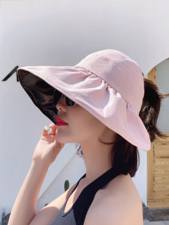 雷姆佳防晒帽女户外黑胶遮阳帽贝壳帽渔夫帽逛街韩版时尚 黄色 大檐黑胶空顶- 均(头围55-58cm/帽檐长15CM)