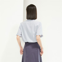 佐丹奴衬衫女装莫代尔梭织木耳边压褶圆领短袖衬衫 13344203 XXL