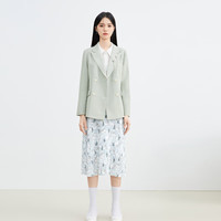 秋水伊人气质职业西装春季时尚百搭西装外套休闲西装外套女 果绿 S