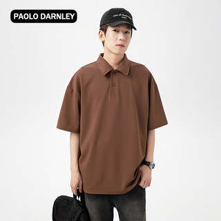 PAOLO DARNLEY/保罗达恩利夏休闲百搭休闲高端短袖POLO衫男女 4XL Paolo Darnley灰色Polo蓝标刺绣