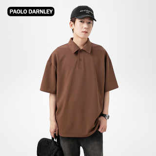 PAOLO DARNLEY/保罗达恩利夏休闲百搭休闲高端短袖POLO衫男女 4XL Paolo Darnley灰色Polo蓝标刺绣