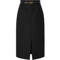 红袖通勤垂感半身裙春季2024新款女装 前开叉后拉小众气质显瘦直筒裙 050