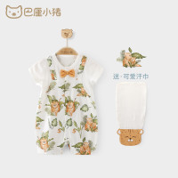 巴厘小猪 BALIPIG 新生儿衣服夏季空调服薄款长袖睡衣初生宝宝哈衣爬爬 豹豹一家 66cm
