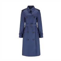 Burberry/博柏丽 女士海军蓝棉质配系带翻领中长款风衣