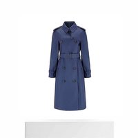Burberry/博柏丽 女士海军蓝棉质配系带翻领中长款风衣