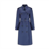 Burberry/博柏丽 女士海军蓝棉质配系带翻领中长款风衣