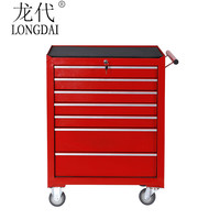 龙代 longdai）汽修工具车 车间多功能手推车零件车抽屉柜 七抽工具箱-红色 1个