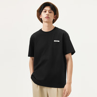 gxgjeans 【限时五折】 美式简约小标基础宽松圆领短袖T恤 黑色