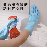 茶花(CHAHUA)洗碗手套加长防水家务手套PVC厨房洗菜洗衣耐用清洁大扫除手套 【普通款】色 1双 S
