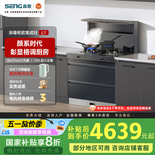 森歌（SENG）海豚系列L1集成灶 集成消毒柜款 二星级消毒一体式吸烟机燃气灶具 家用抽油烟机 灰色天然气右排烟