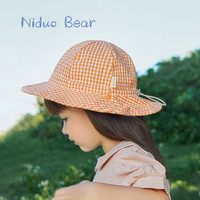 尼多熊 niduo bear(Niduoxiong)儿童渔夫帽春夏女宝宝帽子防晒遮阳婴儿帽子夏季盆帽 MS245桔色格子 L(52-54年龄4-6岁)