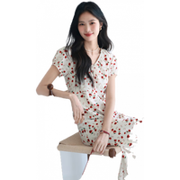 伊芙丽（eifini）伊芙丽V领高腰线设计长款碎花连衣裙女2025夏季新款气质茶歇裙子 预售[30天]发