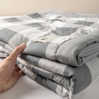 雅鹿A类棉花空调被1.5米床纯夏凉被新疆棉薄被子可水洗夏季单双人被芯 灰白-中格 100x150cm儿童夏被