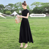 丝柏舍 SPECIAL2025夏装新款女装赫本风收腰气质优雅垂感大摆连衣裙