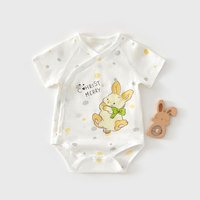 艾咪艾咪婴儿包屁衣夏季薄款新生儿衣服韩版纯棉无骨婴幼儿连体衣三角哈衣 黄点兔短袖包屁衣 59cm （偏小一码 拍大）