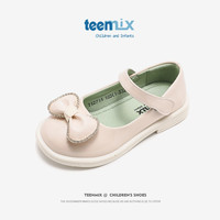 天美意（TEENMIX）女童皮鞋蝴蝶结儿童公主鞋亮面演出单鞋 白色 27 27（适合脚长165mm）