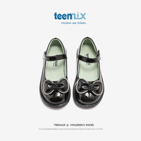 天美意（TEENMIX）女童皮鞋蝴蝶结儿童公主鞋亮面演出单鞋 黑色 30 30（适合脚长185mm）