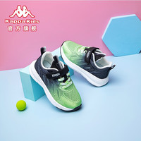 Kappa Kids24年春款童鞋儿童运动鞋春轻便透气魔术贴跑步鞋 黑绿 28