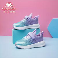 Kappa Kids24年春款童鞋儿童运动鞋春轻便透气魔术贴跑步鞋 紫色 35