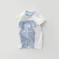 洋气新生婴儿衣服夏季薄款短袖哈衣爬爬服宝宝连体衣夏装