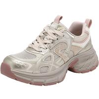 百丽女鞋子厚底老爹鞋透气网面2025夏季运动休闲鞋D7S1DBM5 米色 34