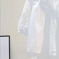 子牧棉麻2025春夏装 女文艺百搭绣花衬衫宽松显瘦韩版七分袖上衣8868 白色 XL (125-135斤)
