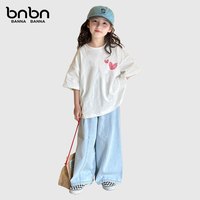 班纳班纳童装女童短袖t恤儿童2025新款女孩夏季女大童纯棉白色半袖   （尺码偏小，建议拍大一码）