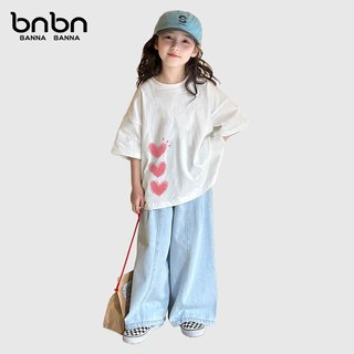 班纳班纳童装女童短袖t恤儿童2025女孩夏季女大童纯棉白色半袖 小提示：（仅短袖不含裤子~） 110 （尺码偏小，拍大一码）