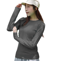 灰壳100%美利奴羊毛速干衣女美丽诺圆领长袖T恤春秋户外登山徒步