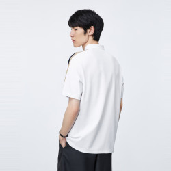 太平鸟 男装polo衫夏季时尚撞色拼条男士翻领 白色1（合体） XXXL
