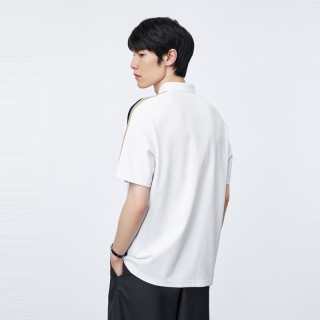 太平鸟 男装polo衫夏季时尚撞色拼条男士翻领 白色1（合体） XXXL