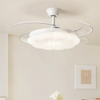 AUX奥克斯奶油风隐形风扇吊灯全光谱家用客厅卧室灯大风力静音护眼餐厅灯具 36寸-3档-变光-遥控