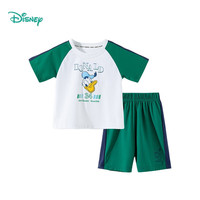 迪士尼宝宝(Disney Baby)童装男女儿童卡通短袖短裤套装中大童时尚休闲舒适夏季套装 ZD2ET013绿色 120