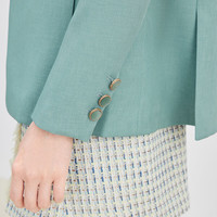 秋水伊人通勤西服春装女装时尚设计感百搭显瘦休闲西装外套女 水绿色 XL