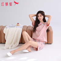 红蜻蜓 RED DRAGONFLY睡衣女春夏季纯棉圆领休闲卡通短袖短裤波点家居服套装 XL