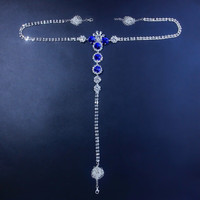 绿喆 LVZHE 绿喆 满钻蓝宝石乳环欧美夜店时尚水钻身体链胸链 金色